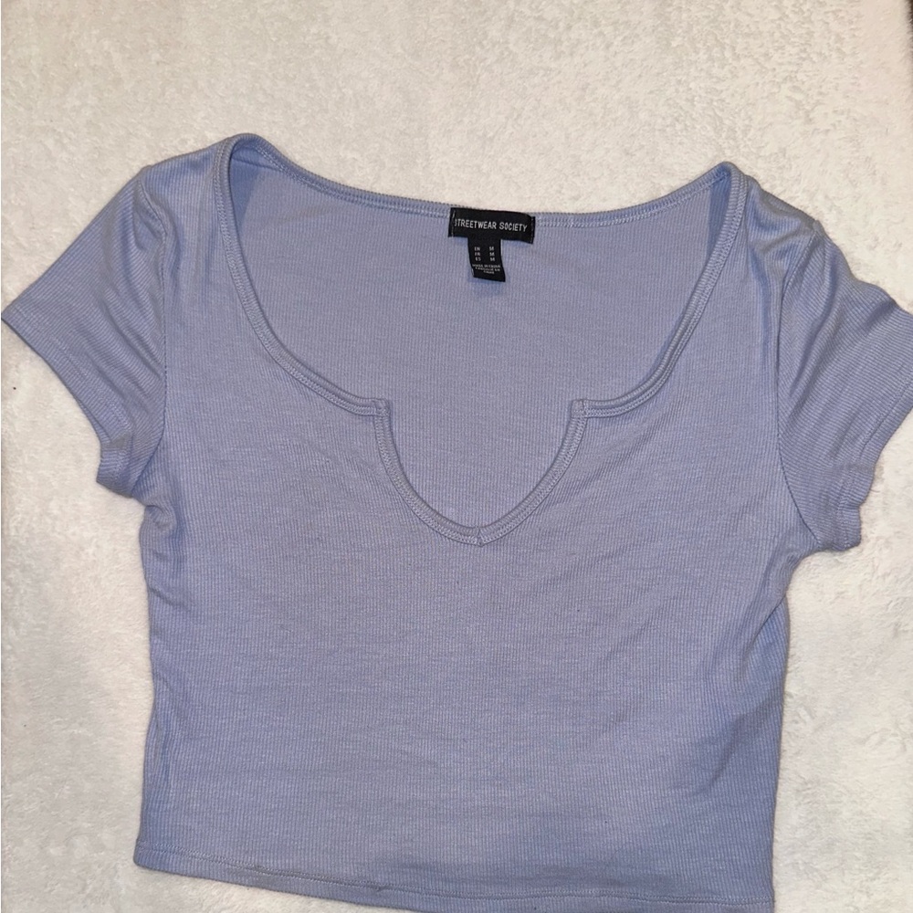 Streetwear Society Blue Crop Fitted T-shirt